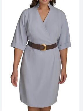 Donna Karan Cady Belted Sheath Dress